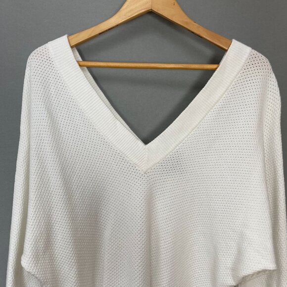 Express Batwing Sweater White Open Knit Women Size Small V-Neck Dolman Slouchy - Picture 4 of 11